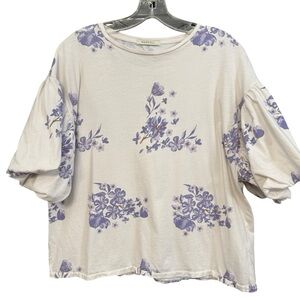 Ragdoll LA Floral Puff Sleeve Tee Shirt M